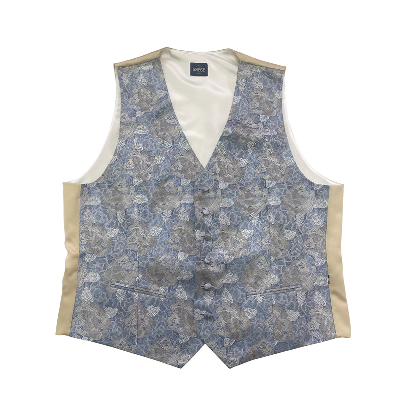 Gilet Mug Jacquard floral bleu et beige