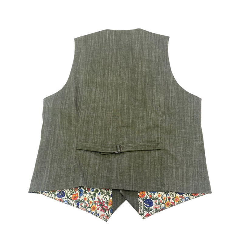 Gilet Col Revers en jean kaki