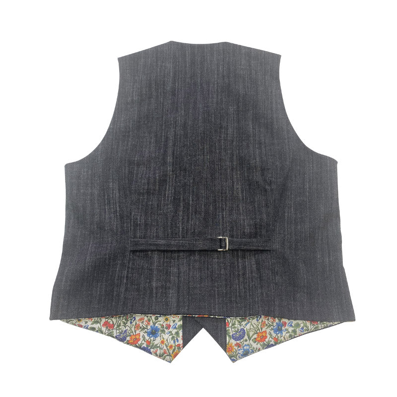 Gilet Col Revers en jean noir chiné