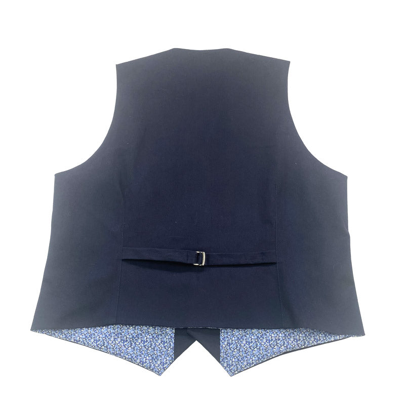 Gilet Col Revers en coton stretch bleu marine