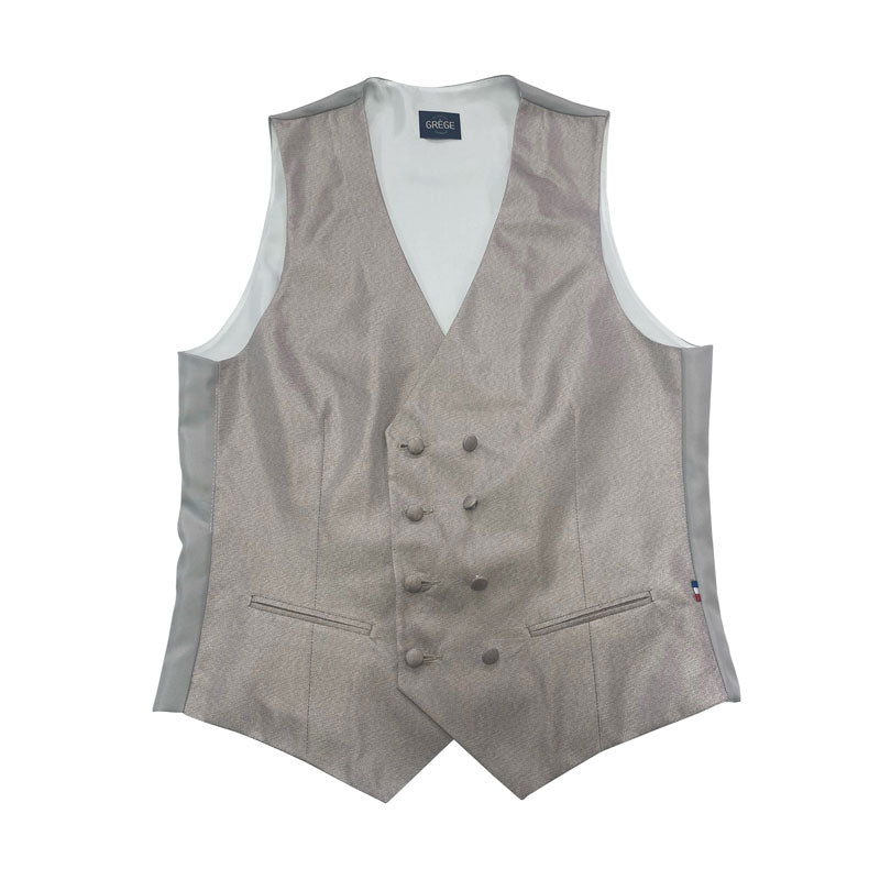 Gilet Blazer en soie beige à motif