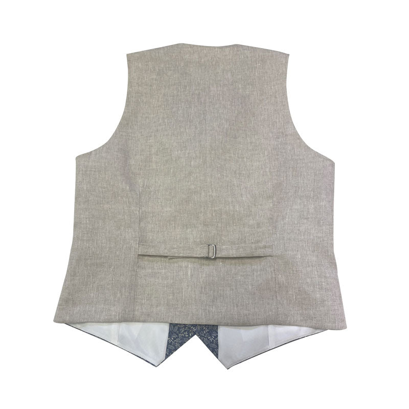 Gilet Col Revers à imprimé fleuri bleu