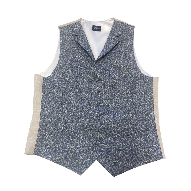 Gilet Col Revers à imprimé fleuri bleu