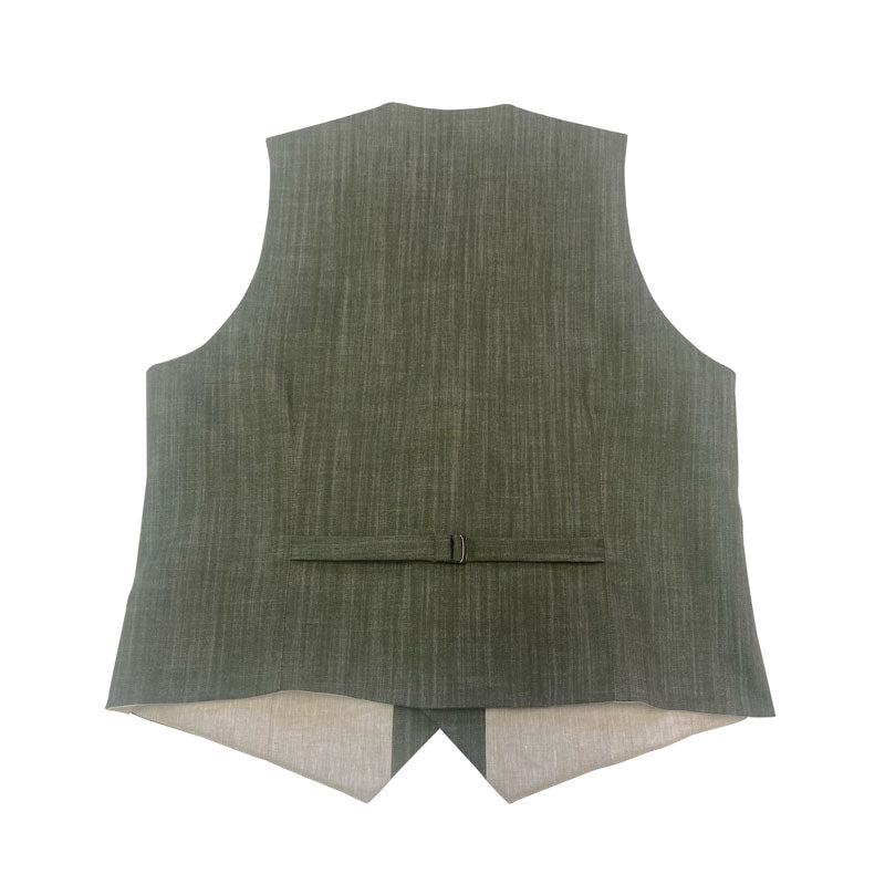 Gilet Col Revers en jean kaki, dos lin