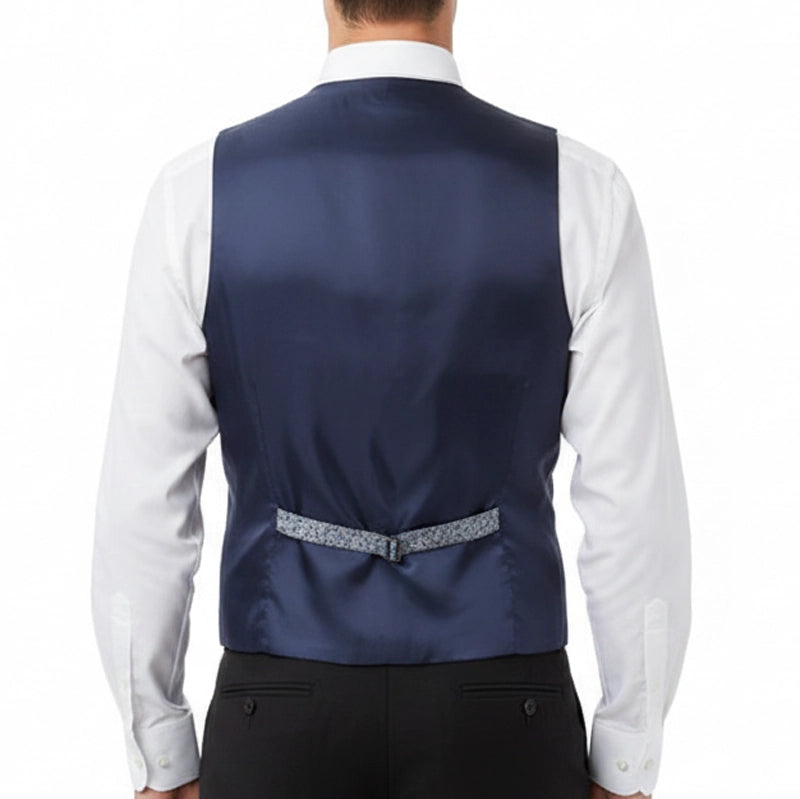 Gilet Col Revers Jacquard Gris et Bleu