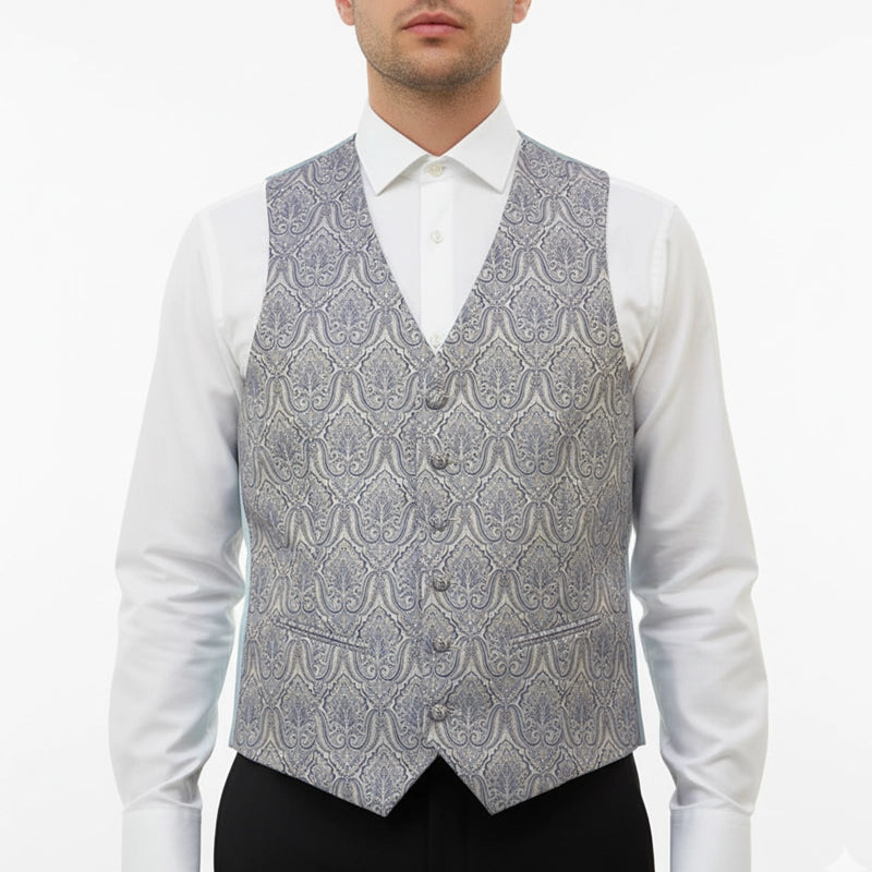 Gilet Mug Jacquard Gris et Ciel