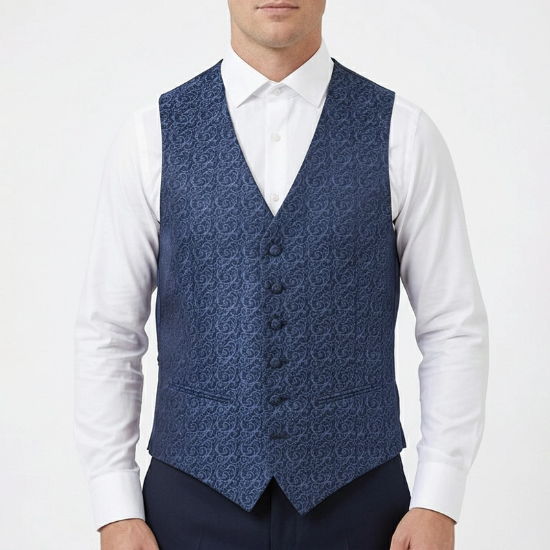 Gilet Mug Jacquard Arabesque Bleue