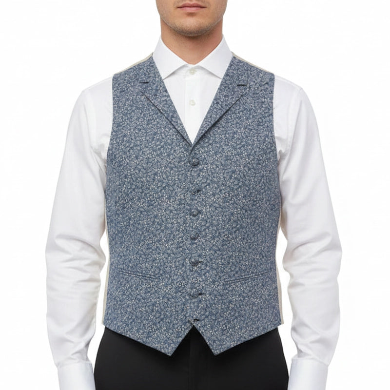 Gilet Col Revers à imprimé fleuri bleu