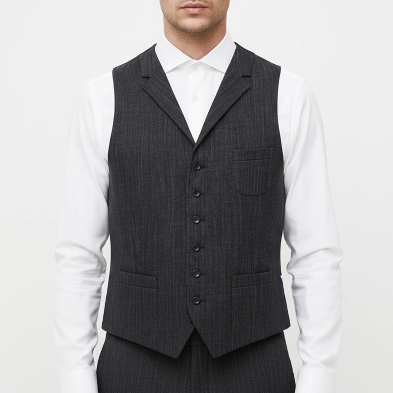 Gilet Col Revers en jean noir chiné