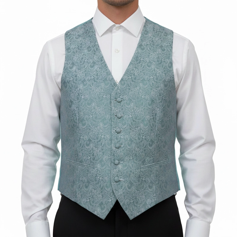 Gilet Mug Jacquard à motif Cachemire Vert d'Eau