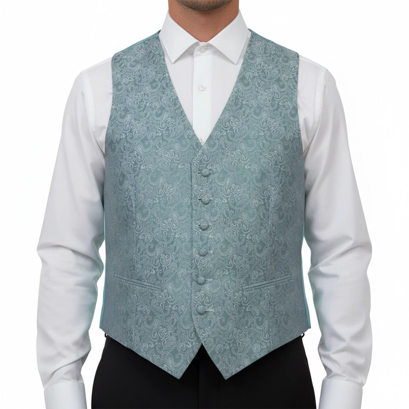 Gilet Mug Jacquard à motif Cachemire et dos Vert d'Eau