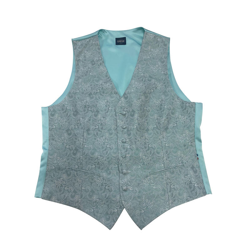 Gilet Mug Jacquard à motif Cachemire et dos Vert d'Eau