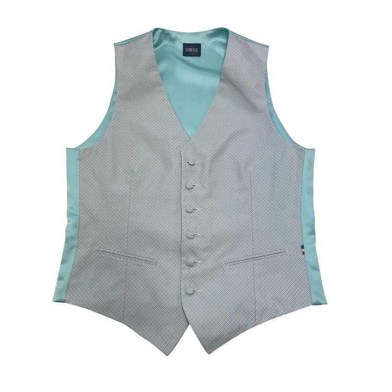 Gilet Mug micro imprimé Jacquard et Dos Vert d'Eau