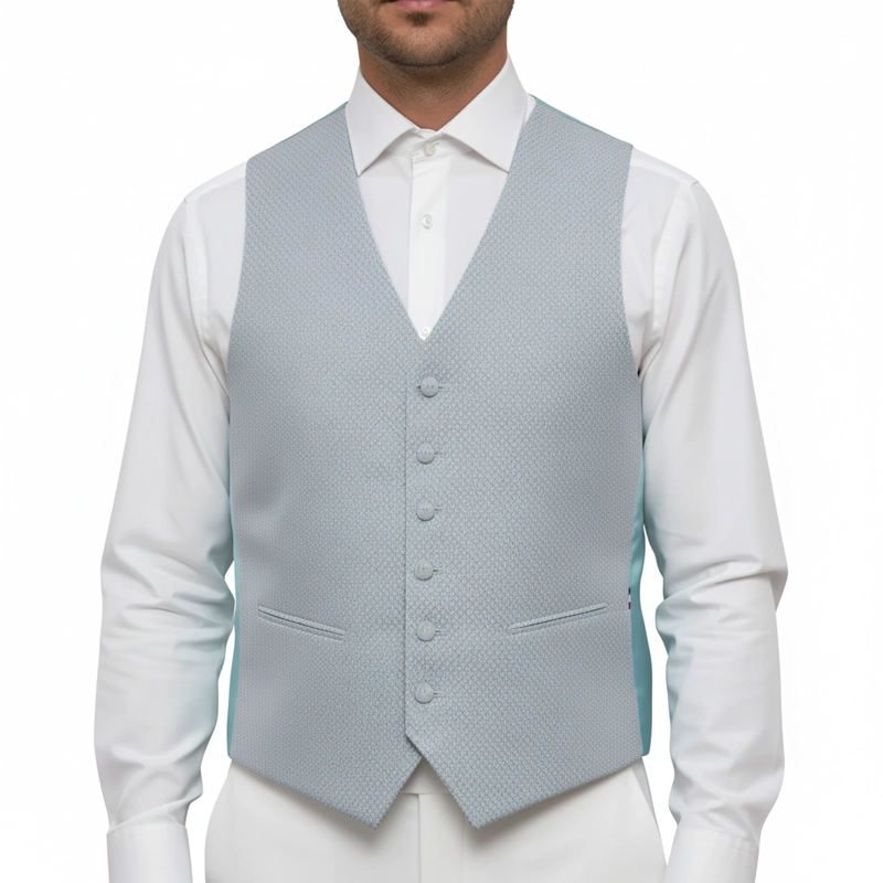 Gilet Mug micro imprimé Jacquard et Dos Vert d'Eau