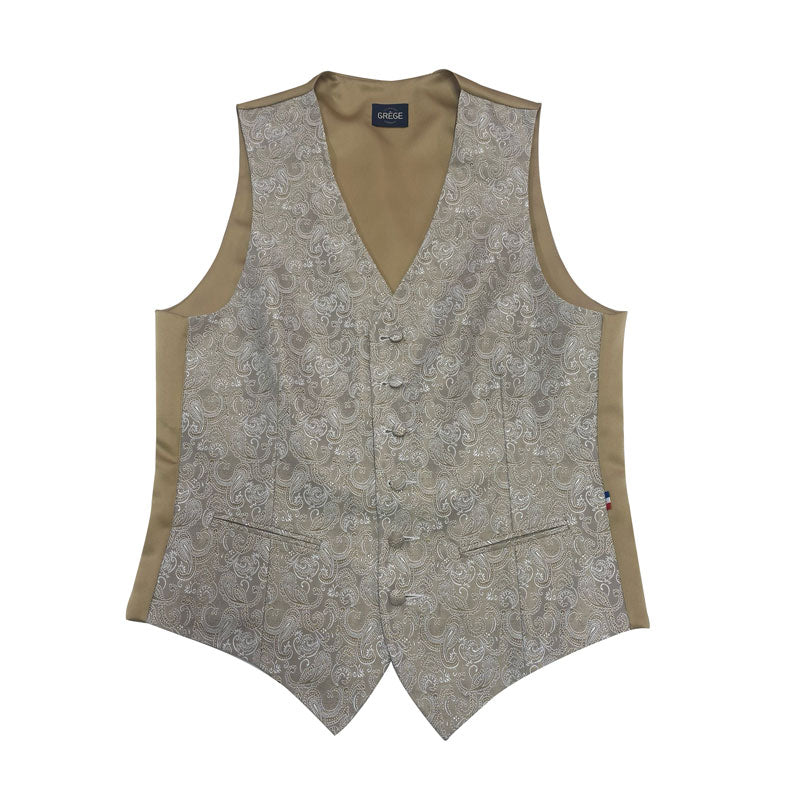 Gilet Mug Jacquard Beige à motif cachemire