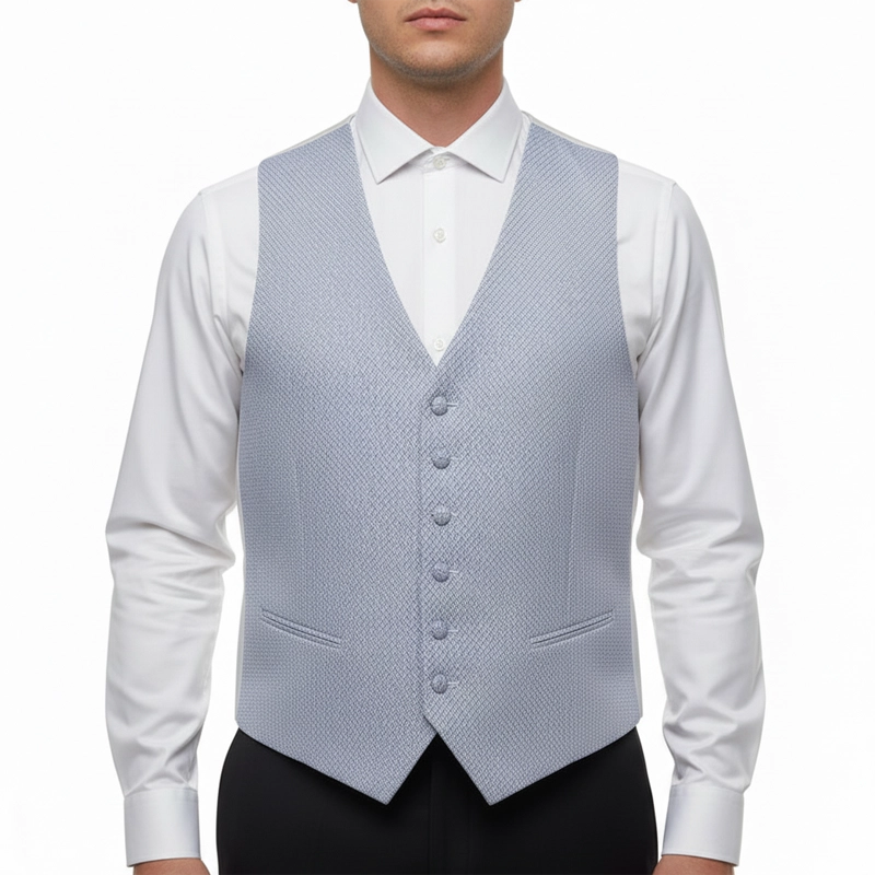 Gilet Mug Jacquard Bleu Ciel, dos gris