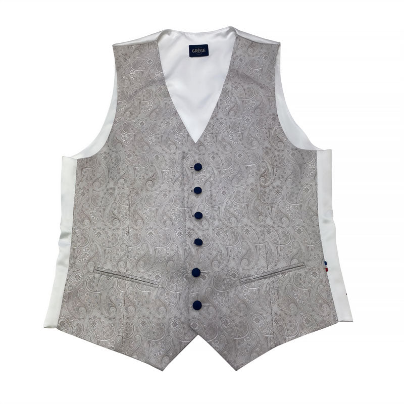 Gilet Mug Jacquard en soie Beige, dos écru