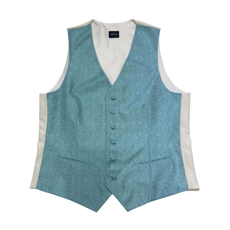 Gilet Mug Jacquard Façonné Vert d'Eau, dos ivoire
