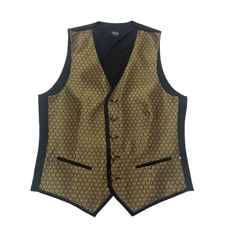 Gilet Mug Jacquard noir et or