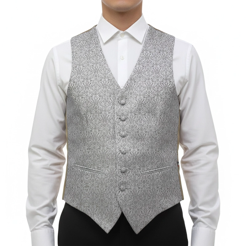 Gilet Mug Jacquard gris motif mordoré