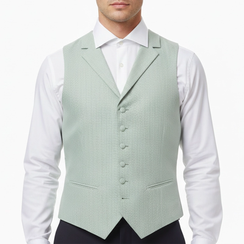 Gilet Col Revers Chevrons Verts