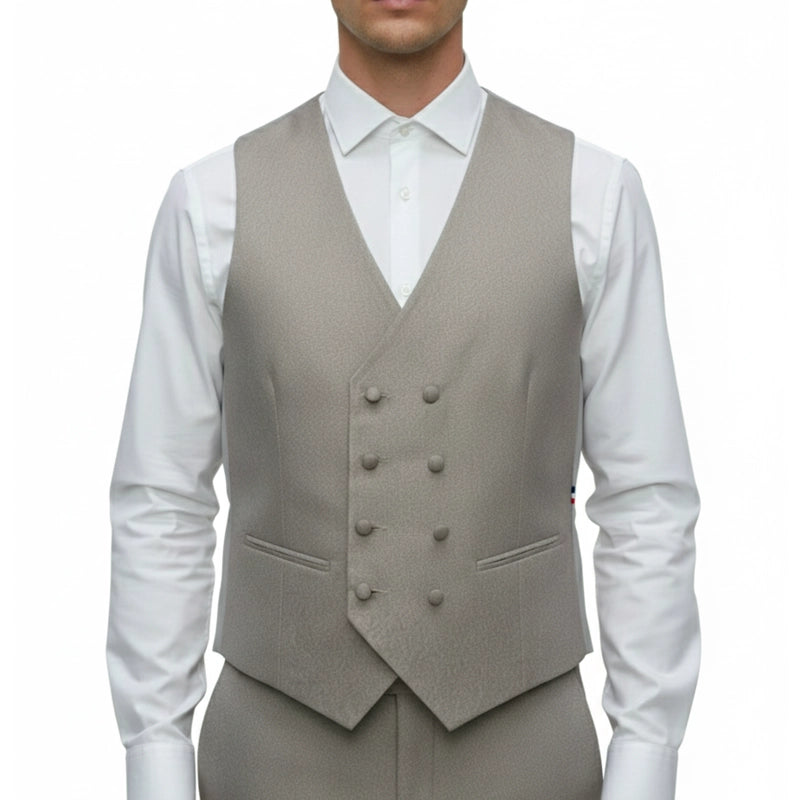 Gilet Blazer en soie beige à motif