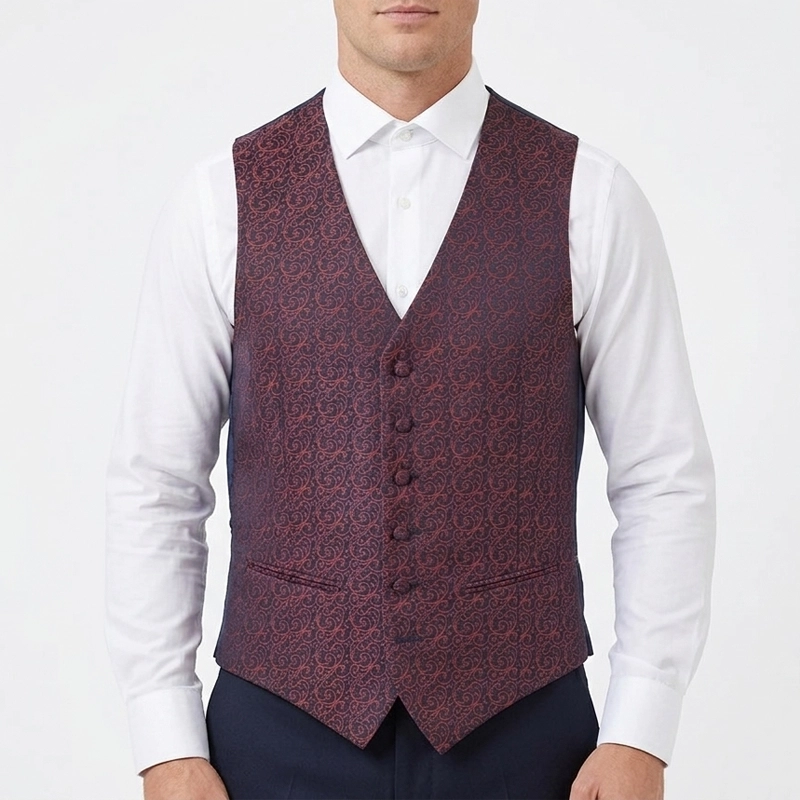 Gilet Mug Jacquard Arabesque Bordeaux