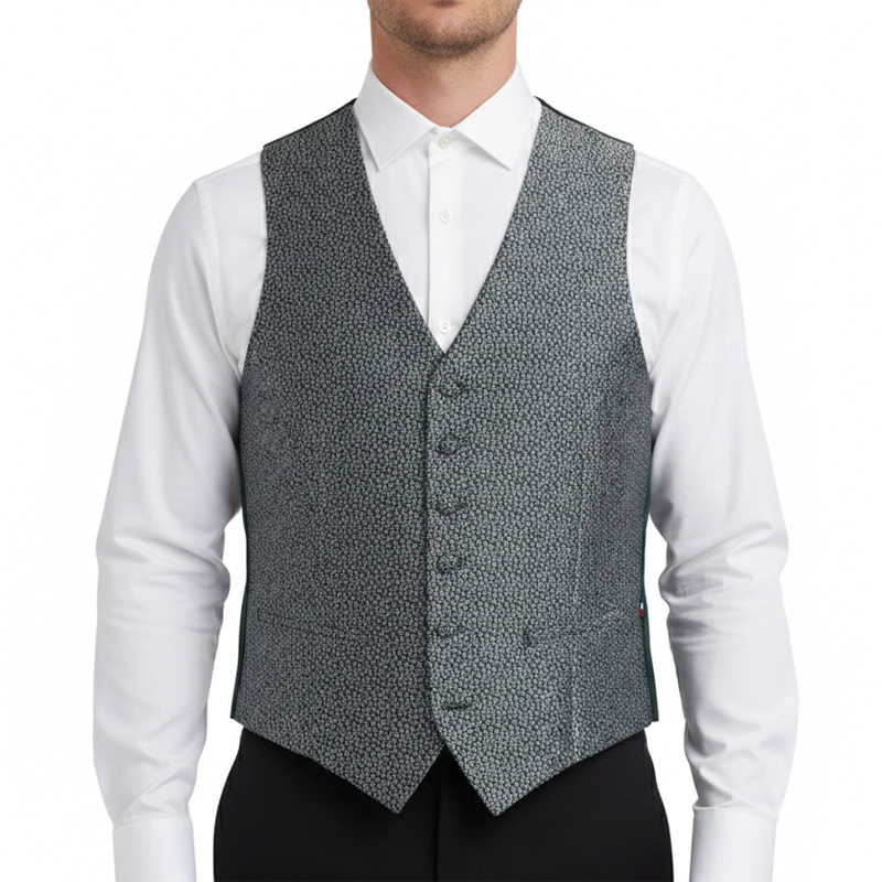 Gilet Mug Jacquard Petites Fleurs Vert Bouteille