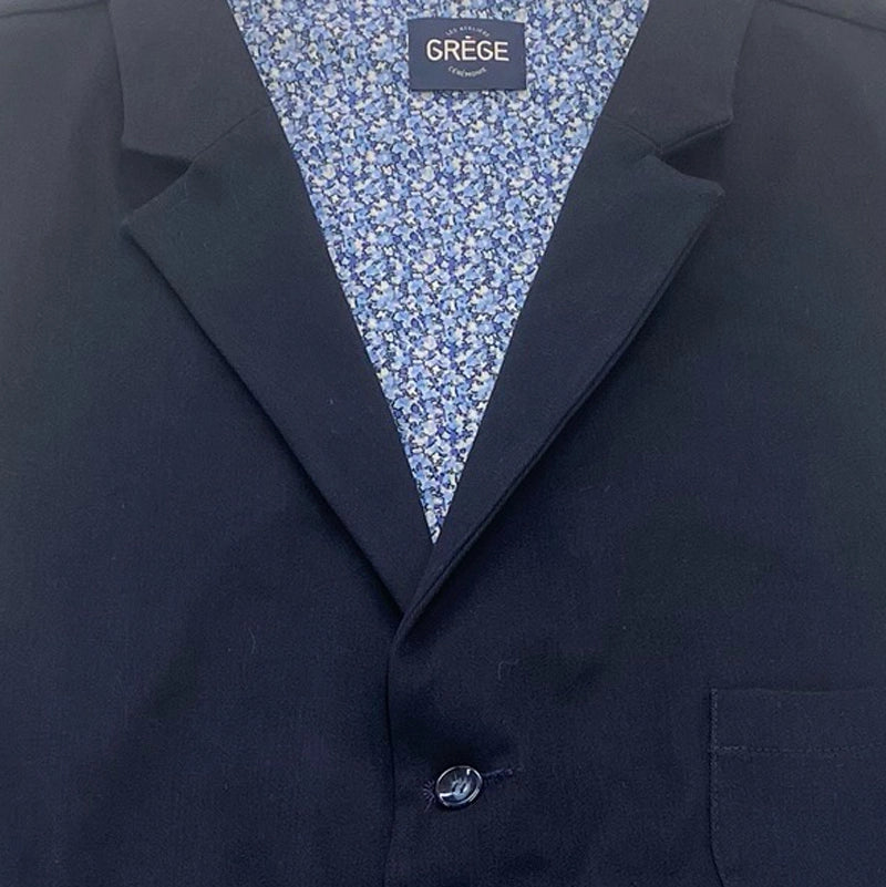 Gilet Col Revers en coton stretch bleu marine