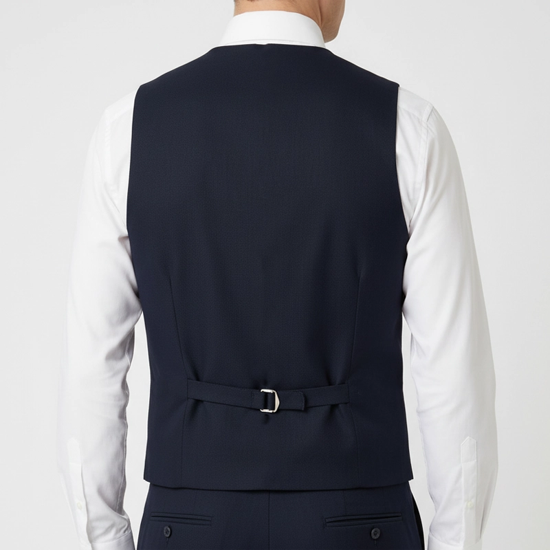 Gilet Col Revers en coton stretch bleu marine